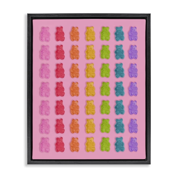 Stupell Industries Contemporary Rainbow Bears in Stripes Black Floating Frame Canvas Art, 17 x 21, by LISH Creative