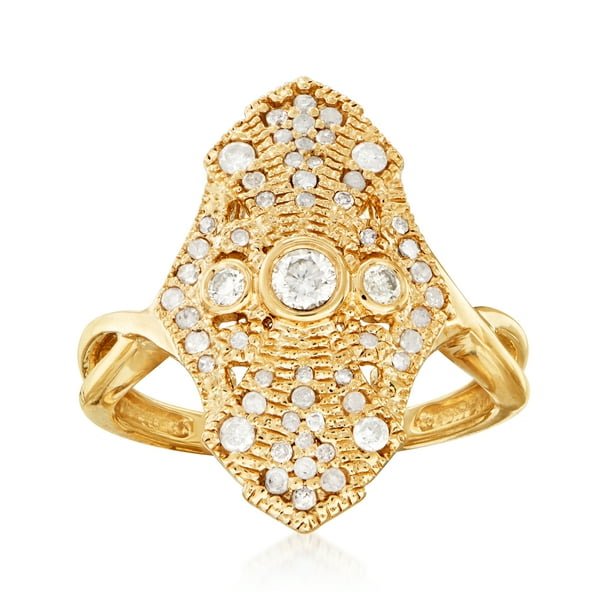 RossSimons RossSimons 0.50 ct. t.w. Diamond VintageStyle Ring in 18kt Gold Over Sterling