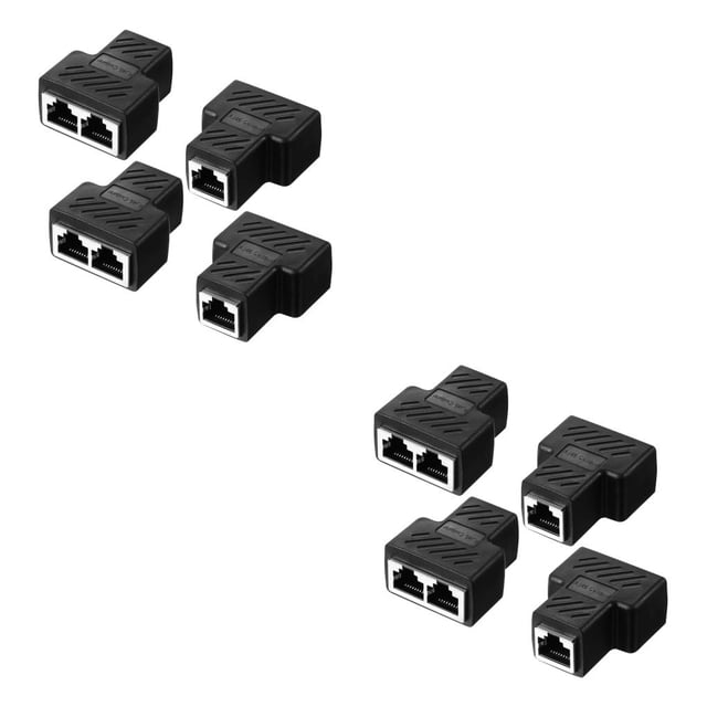 bedienty Network Cable Splitter Converter 1-in-2-out Ethernet Adaptor Desktop PC Black 2Set