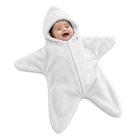 Takafot Baby Starfish Onesie, Thick Imitation Fleece Starfish Newborn Romper, Infant Footie Jumpsuit Winter Warm Outfits