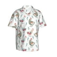 thumbnail image 2 of Daiia Funny Chicken Hawaiian Shirt for Men Gentle Cotton Regular Short Sleeve Casual-Medium, 2 of 9