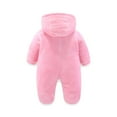 thumbnail image 3 of Newborn Baby Bear Onesie Snowsuit Winter Footie Fleece Romper Hooded Jumpsuit Infant Coat for Girls Boys Pink 3-6 Months, 3 of 4
