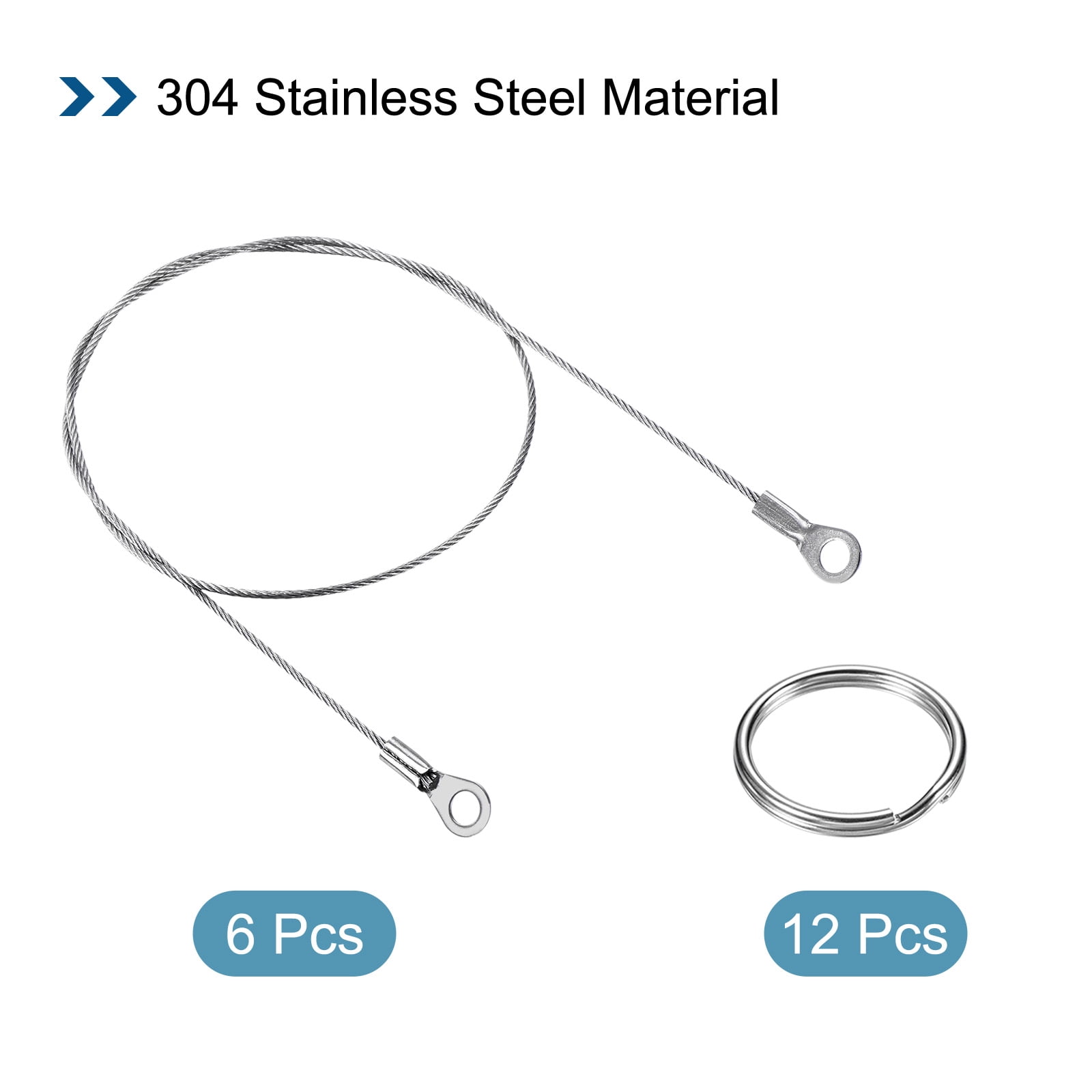 Unique Bargains Eyelets Ended Security Wire Rope with Key Ring Silver Tone 1.5mmx50cm