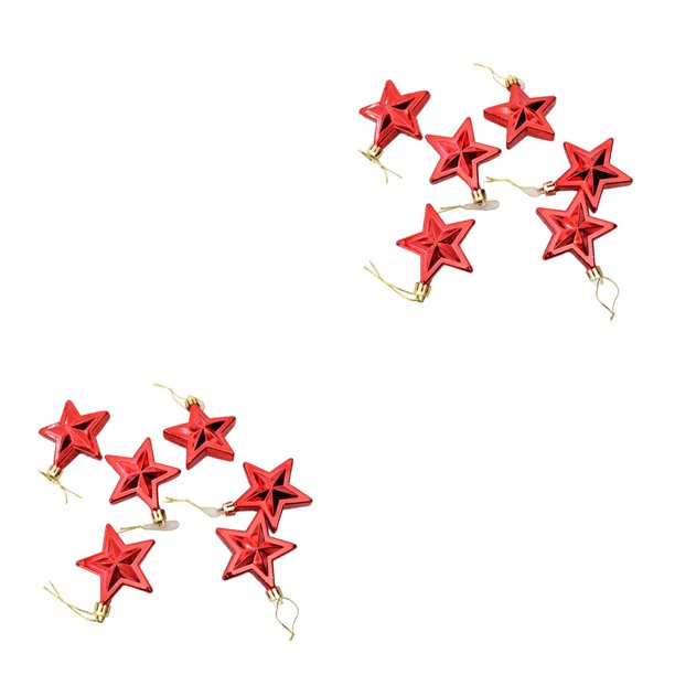 Inteprter Paquete de 6 estrellas de árbol de Navidad para interiores, dormitorio, Navidad, Año Nuevo, fiesta de cumpleaños, banquete, adorno Rojo 2piezas