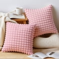 thumbnail image 2 of REGALWOVEN Throw Pillow Covers Set of 2, Soft Plush Solid Couch Pillow Cases for Sofa Bed Living Room Home Decor Pink 18" x 18", 2 of 7