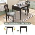 thumbnail image 3 of Harper & Bright Designs 3 Piece Expandable Dining Set with 2 Upholstered Chairs, Wood Dining Table with Drop Leaf for Small Place, Espresso, 3 of 15