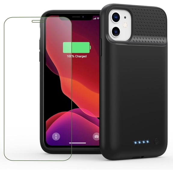 Battery Case for iPhone 11/XR,[2026 Upgraded] 7500mAh Ultra-Slim Portable Extended Charger Cover 11/XR Charging (6.1 Inch)-Black