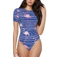thumbnail image 2 of Picia Flamingo Womens One Piece Swimsuits Modest Tummy Control Bathing Suits Lace Up Slimming Swim Suit-Small, 2 of 9