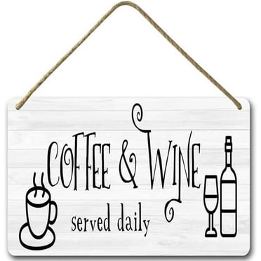 Zomyto 8x12 IN Coffee and Wine Bar Signs,Home Wall Decor Sign Coffee Station Bar Sign, Wood Signs with Sayings Signs Décor,Coffee Bar Decor Gift A01