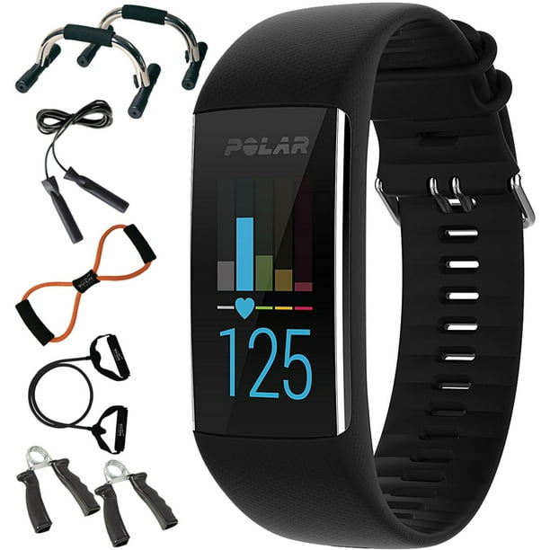 Polar A370 Fitness Tracker with 24/7 Wrist Based HR, Black + 7in1
