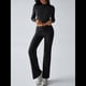 thumbnail image 5 of Conjuntos de 2 Piezas para Mujer, Larga, Cuello Redondo, Pantalones Acampanados de Cintura Alta, Conjuntos de Chándal, Ropa de Calle. Negro XL, 5 of 10
