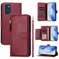 thumbnail image 1 of Funda para Motorola MOTO G42 4G con cremallera tipo cartera, tarjetero, marco de fotos, soporte y cordón, de piel sintética. rojo, 1 of 5