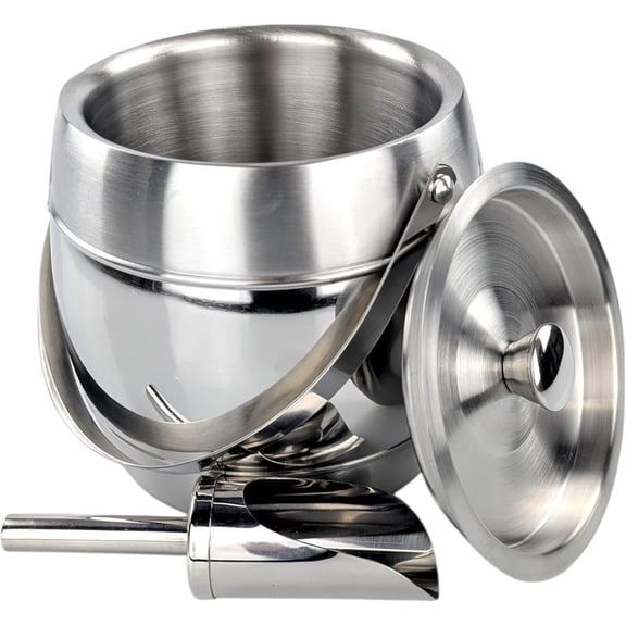 Metal Ice Bucket with Lid and Scoop for Parties- Insulated Stainless Steel Ice Bucket for Champagne, Wedding Gifts for the Couple, Housewarming Gifts, Premium Barware