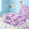 thumbnail image 5 of Manfei Cute Baseball Zipper Twin Comforter Sets with Fitted Sheet and 2 Pillowcases, Sport Zipper Bedding Set, Purple Pink Baseball, 5 of 7