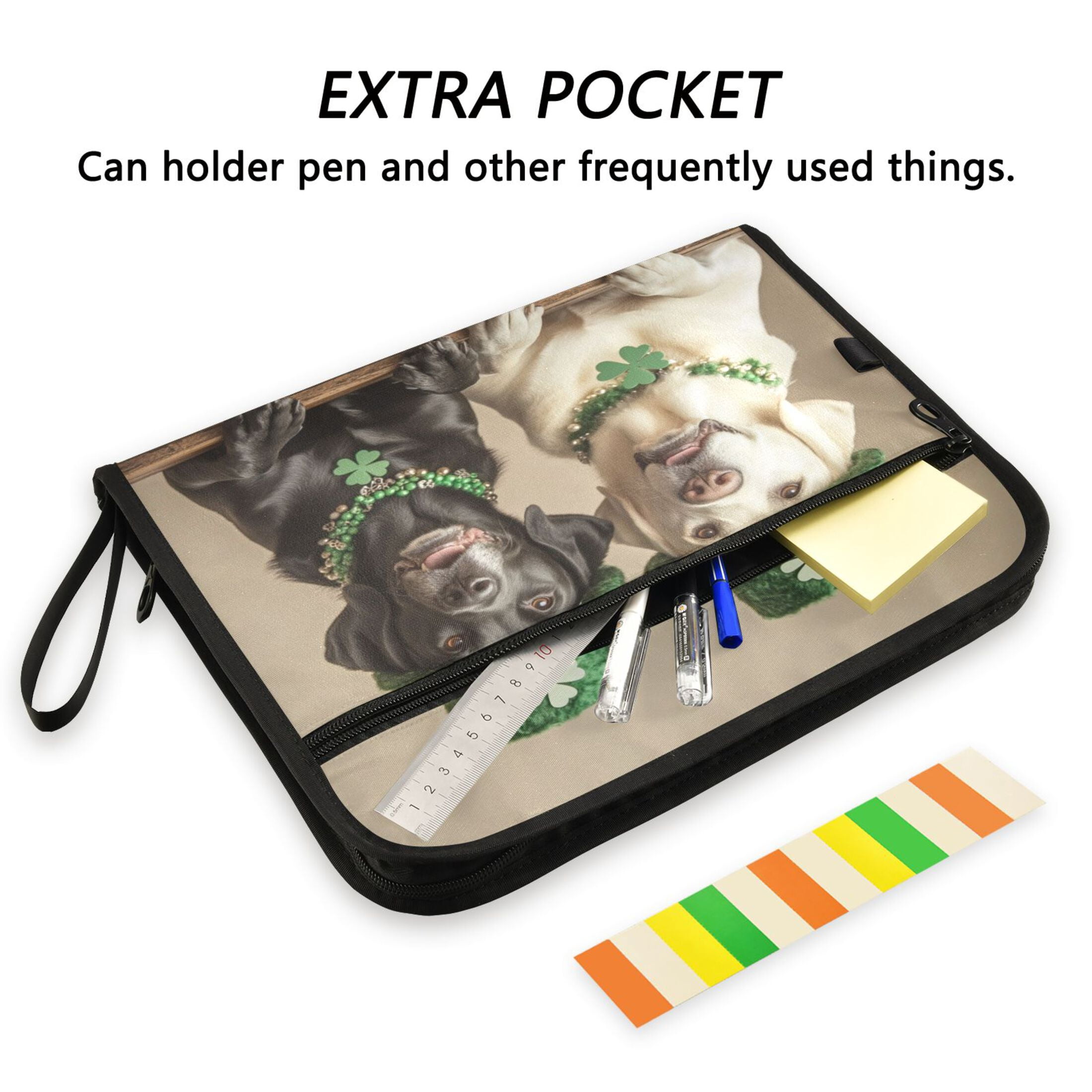 WOBOGO St Patricks Labrador Expanding File Folder Letter Size Accordion Filing Organizer 13 Pocket Separate Organ Pocket