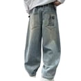 thumbnail image 5 of Boys' Pants Solid Print Elastic Wide Leg Denim Jeans Trousers Casual Wear 5-6 Years, 5 of 5