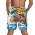 thumbnail image 4 of Daiia Rainbow Animals on Noah's Ark Mens Swim Trunks Swim Shorts Quick Dry Swim Shorts with Mesh Lining Pockets-Large, 4 of 9