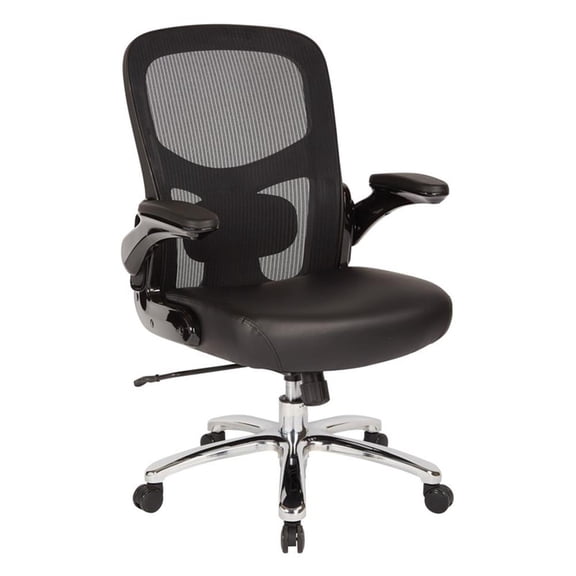 Big and Tall Mesh Back Executive Chair with Black Bonded Leather Seat