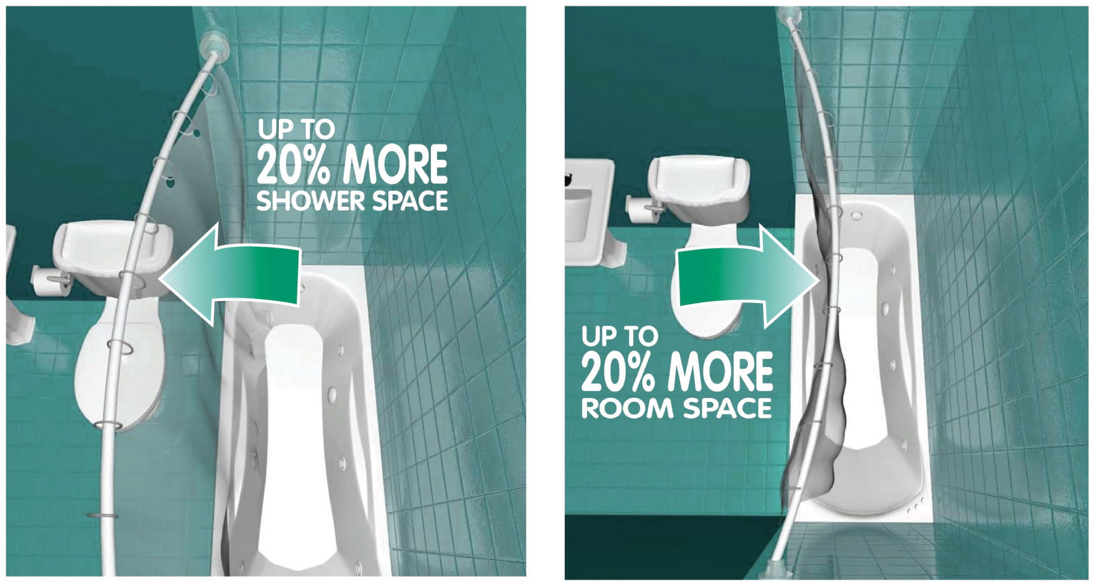 Croydex Curved Space Saver Shower Curtain Rod, Adjustable Length 60in, Stainless Steel