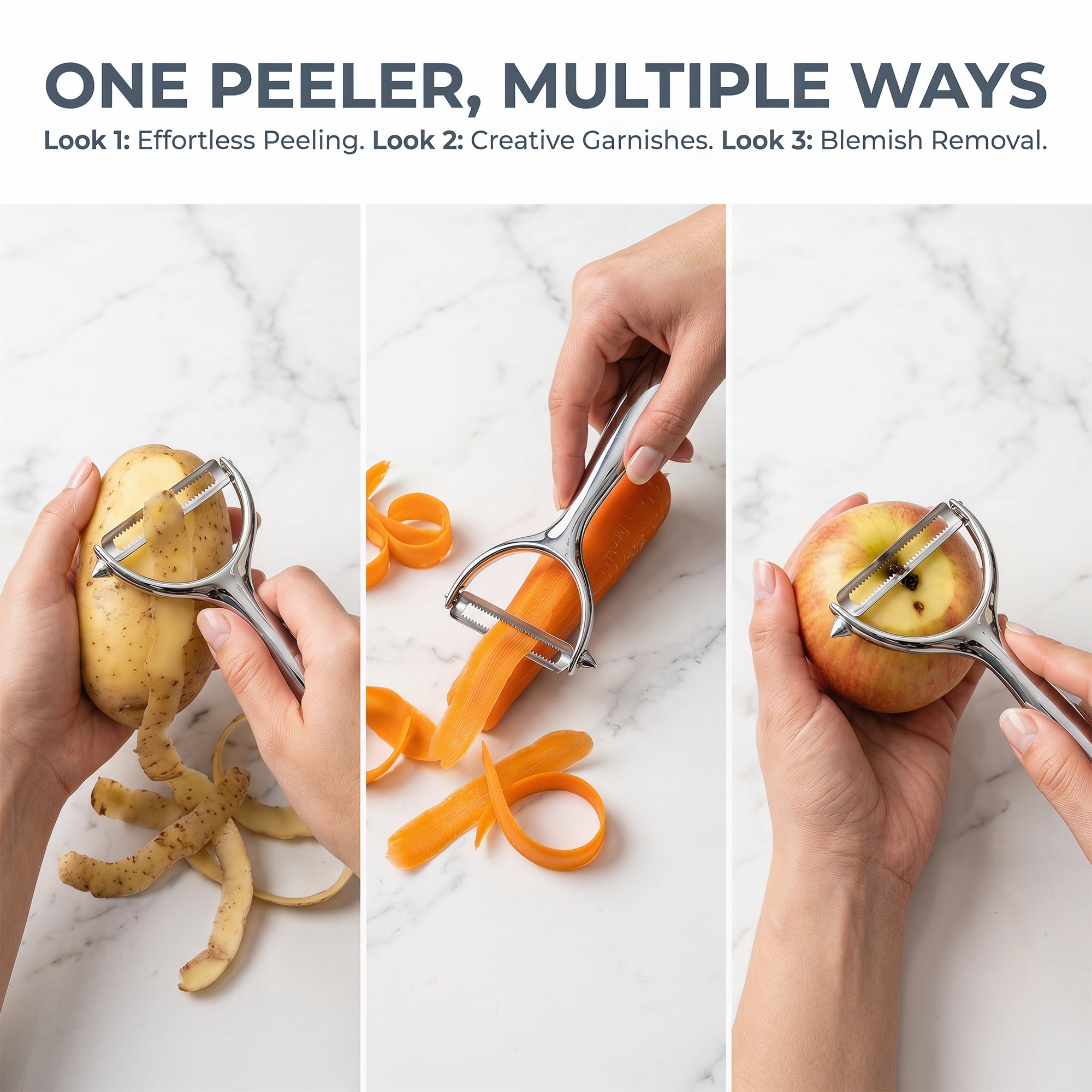 Unique Bargains Stainless Steel Y Vegetable Peeler with Handle Silver-Serrated 5.9x2.4 in