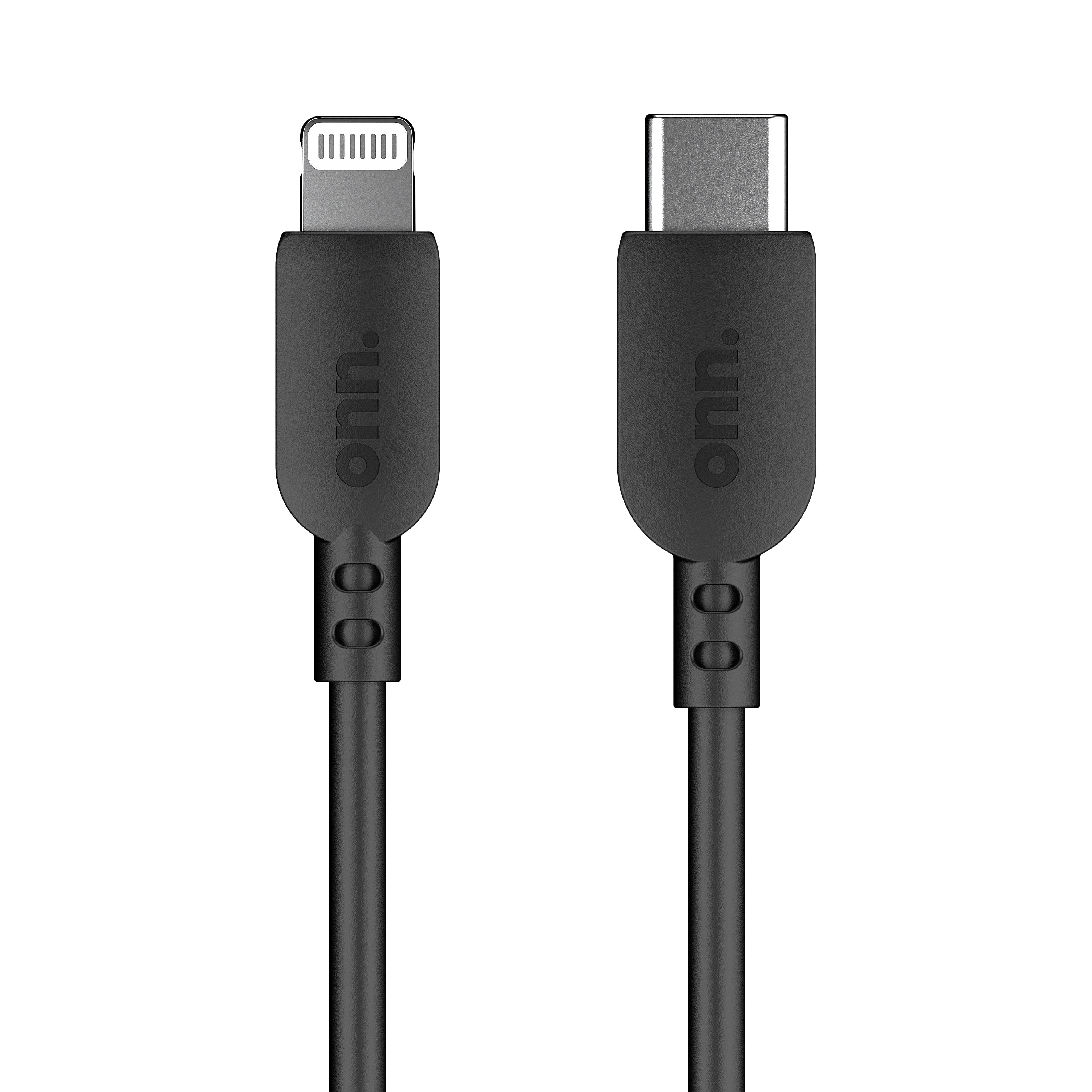 Onn 3 lightning to usb c cable black walmart