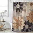thumbnail image 4 of Burnt Orange Grey Bathroom Shower Curtains with 12 Hooks Polyester Waterproof Shower Curtain for Stalls and Bathtubs Retro Spring Floral Botanical Decorative Bathroom Privacy Curtain 72x72 Inches, 4 of 8