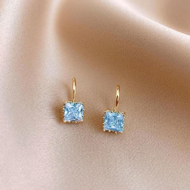 Pendientes de poliedro irregular con diamantes cuadrados en blanco y negro, pendientes de circonita cuadrada pequeños y sencillos que combinan con todo para mujer