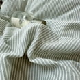 thumbnail image 5 of 3 Pieces Striped Pinstripe Duvet Cover Set Breathable Durable 100% Washed Cotton Green Comforter Cover for All Seasons Chic Linen Like Textured King Bedding Set, 5 of 5
