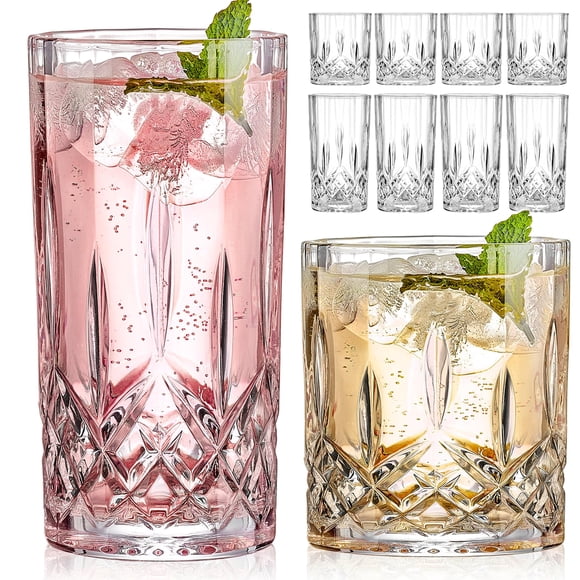 Juego de vasos de cristal Qipecedm, 8 piezas, 325 mL, highball y whisky