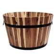thumbnail image 5 of DeVault 23-Inch Premium Acacia Wood Planter with Metal Banding and Handles, Outdoor Decorative Wood Planter Pot, 5 of 7