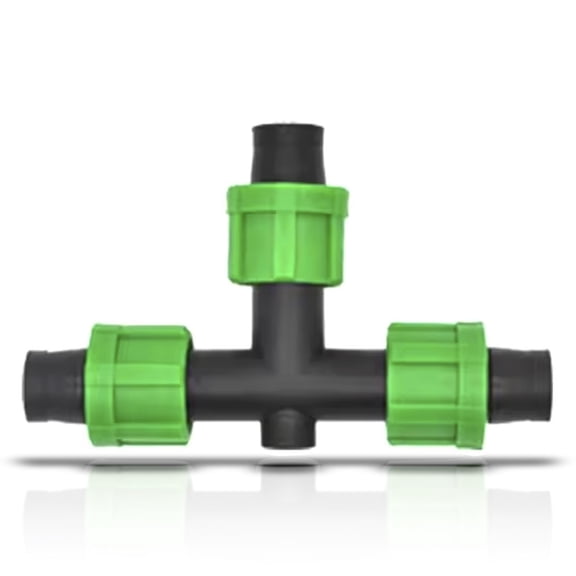 (10-Pack) Drip Irrigation 3-Way Tee 1/2" Universal Perma Connector Barbed Locking Fitting for Drip Tubing - Fits All Brands 16-17mm Drip Tape AG Tubing (10, Tee)