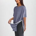 thumbnail image 4 of Timegard Hauts pour Femmes Col Rond Manches Courtes Boutons Latéraux Couleur Unie Confortable Décontracté Blouse Ample Haut, 4 of 8