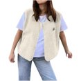thumbnail image 2 of Karight Fuzzy Sherpa Vest for Women Loose Open Front Button Down Fleece Cardigan Warm Winter Sleeveless Casual Jackets, 2 of 8