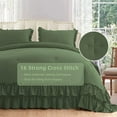 thumbnail image 3 of D.N.G. BEDDINGS 3 Piece Luxury 5 Inch Two Layer Ruffle Comforter Set Premium Super Soft, 800 TC, 100% Egyptian Cotton, Super Soft, Oversized Super King Size Moss Color, 3 of 7