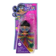 Barbie Extra Mini Minis Doll with Blue-Streaked Black Ponytail in Rainbow Dress & Accessories