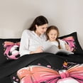 thumbnail image 5 of Erosebridal Pink Bowknot 7-Piece Bedding Comforter Set For Girls,Football Games King Bedding Sets For Kids,Reversible Black, 5 of 7