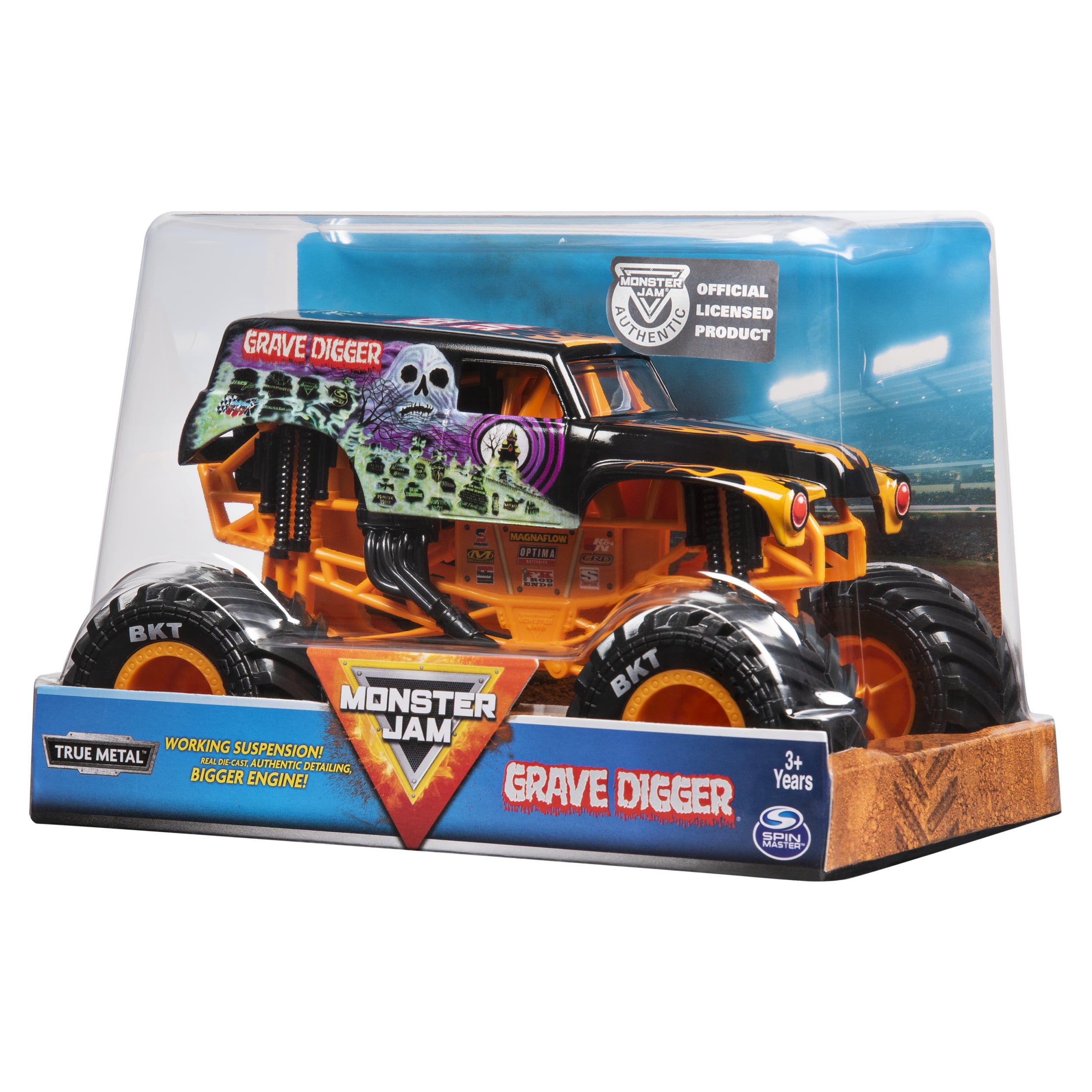 Monster Jam, Official Grave Digger Monster Truck, Die-Cast Vehicle, 1:24 Scale