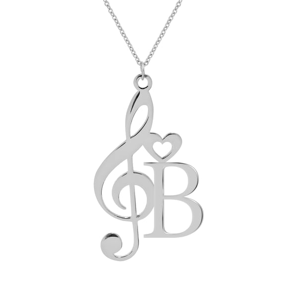 Personalized Treble Initial Necklace With Letter and Heart
