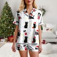 thumbnail image 5 of felwors Women Christmas Pajamas Set Silk Satin Short Sleeve Button Down Top and Shorts Plus Size Soft Sleepwear Lounge Xmas Pjs White, XL, 5 of 6