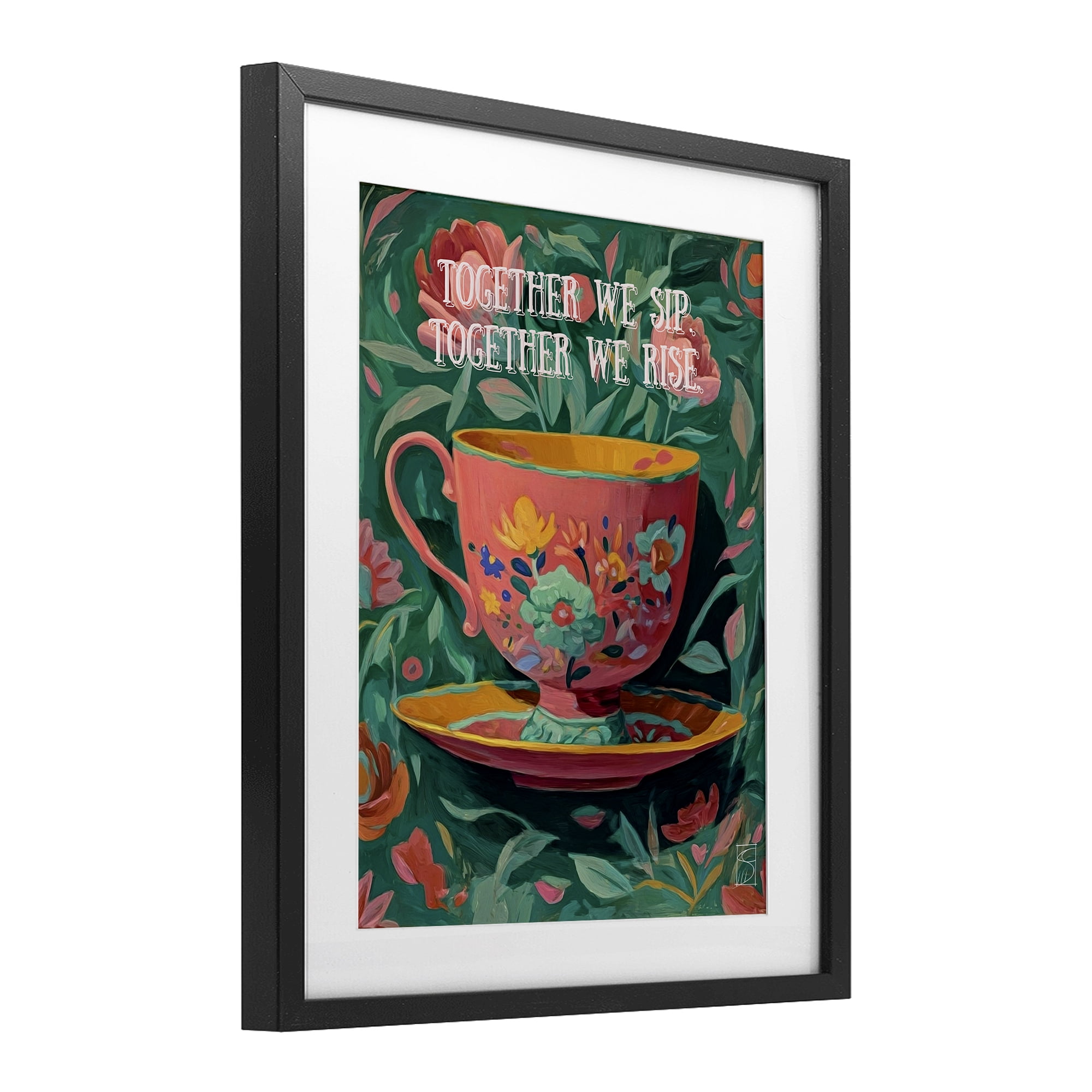 Stupell Industries Together We Sip & Rise Black Framed Print Under Glass, design by Sara Culpepper