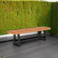 thumbnail image 6 of CHTER Outdoor Bench Garden Bench Wood 63", Patio Dining Bench Weatherproof, Wooden Park Front Porch Benches for Outside, Backless Acacia Wood Bench Long Narrow Clearance, Teak, 6 of 8