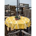 thumbnail image 2 of Outdoor Tablecloth with Umbrella Hole for Patio/Picnic/Party/Camping, Yellow Geometric Waterproof Table Cloth Round Cover Washable, Abstract Stripes Modern Minimalist (Dia 54"), 2 of 8