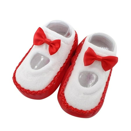 

Baby Boys Girls Anti Slip Floor Infant Cotton Bow Soft Insole Shoes Socks