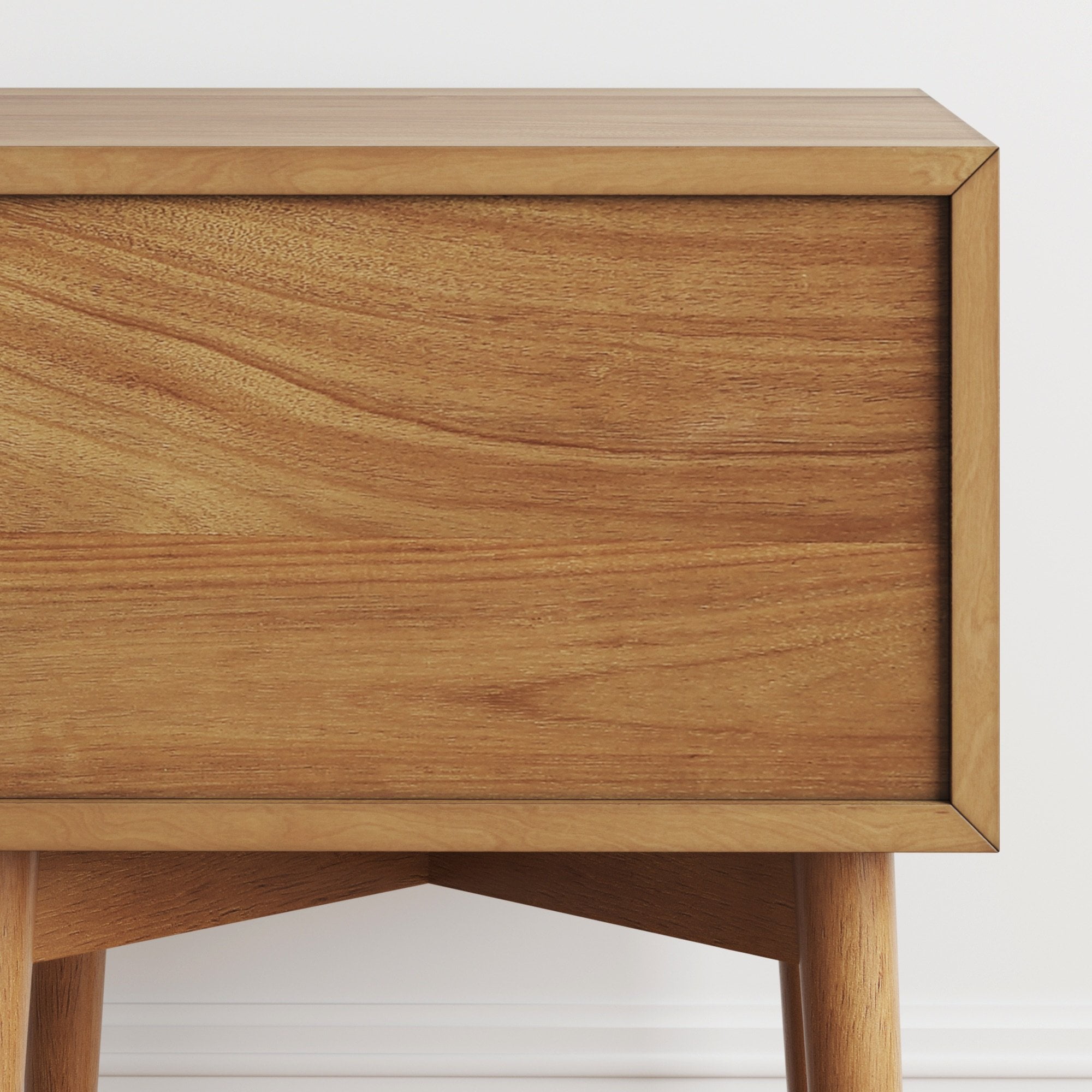 Nathan James Harper Mid-Century Oak Wood Nightstand with 2-Drawers, Small Side Table, End Table with Storage, Brown