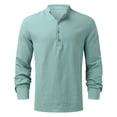 thumbnail image 4 of T Shirts for Men Casual Tops Winter Fall Long Sleeve Fall Leisure Travel Cotton Linen Vintage Hoodless Drawstring T-shirt Top, 4 of 5