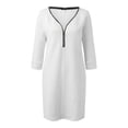 thumbnail image 4 of Sngxgn Womens Cotton Short Sleeve Casual Loose Crew Neck Beach Dress(White,M), 4 of 5