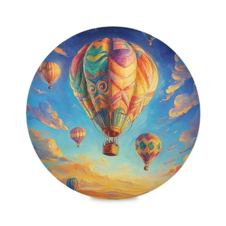 

15.4inch Round Placemats DIY Printing Design Suitable for Kitchen Table Party Decoration Hot Air Balloon
