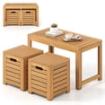 thumbnail image 1 of Costway 3PCS Patio Rectangular Table and Stools Set with Hidden Storage Space for Balcony, 1 of 10
