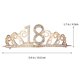 thumbnail image 3 of 18 ° Aleación y número de diamantes de imitación Corona de cumpleaños Peine Corona Tocado de tiara de diamantes de imitación de moda Elegante Accesorio para el cabello para adultos (Dorado), 3 of 7
