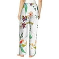 thumbnail image 3 of Disketp Pretty Floral With Leaves Print Women'S Comfy Pajama Pants Casual Drawstring Palazzo Lounge Wide Leg Pants, 3 of 9